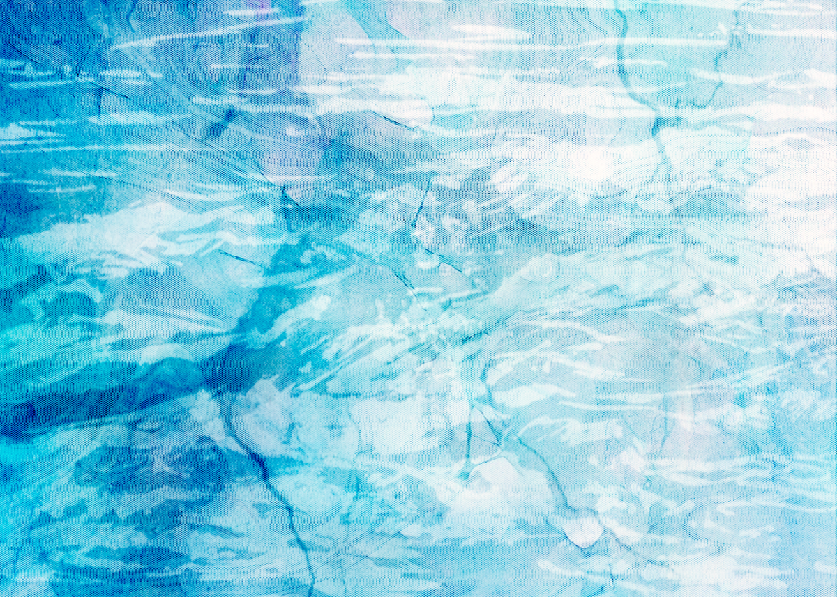 An abstract watercolor texture with flowing shades of light blue, cyan, and white, resembling rippling water or marbled paint.